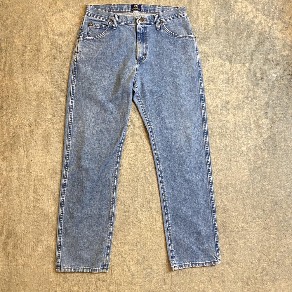 Wrangler 47 Regular Fit Jeans Mens 32x32 Blue Light Wash Straight Denim Pants
